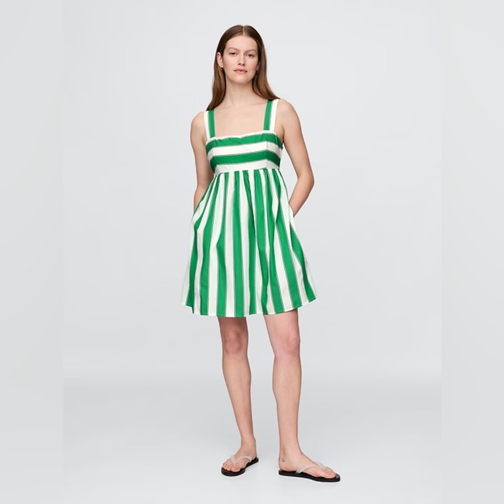 100% Cotton GAP Green and White Striped Sundress